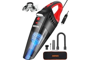 AstroAI Car Vacuum Cleaner, Portable Handheld Vacuum and Car Accessories, 16.4 Ft Cord-12V DC Power, LED Light, w/3 Attachments，Auto Accessories Kit for Interior Detailing for Quick Cleaning (Red)