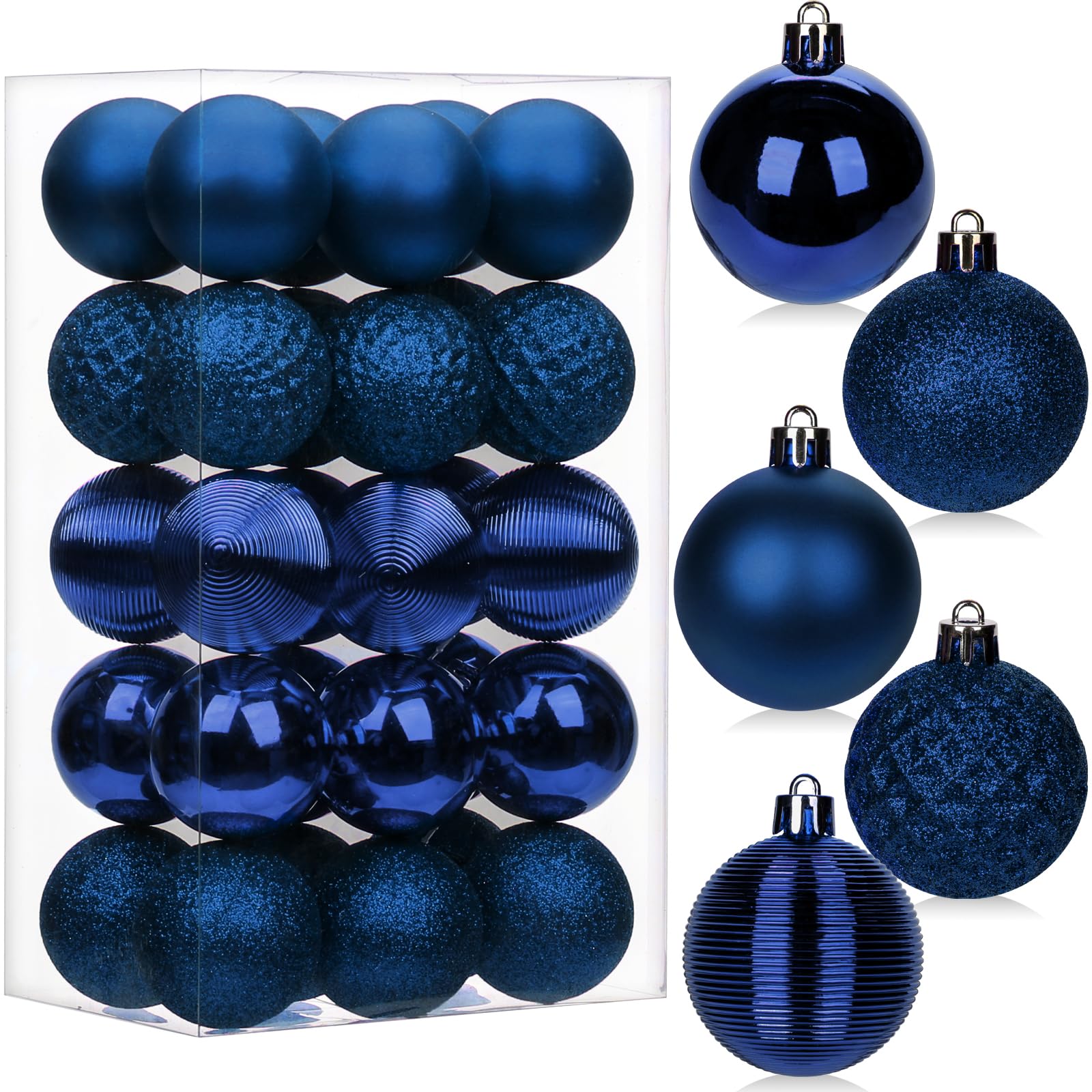 Photo 1 of 30PCS 2" Christmas Ball Ornaments Shatterproof Navy Blue Christmas Tree Decorations Xmas Tree Balls Halloween Ornaments Décor
