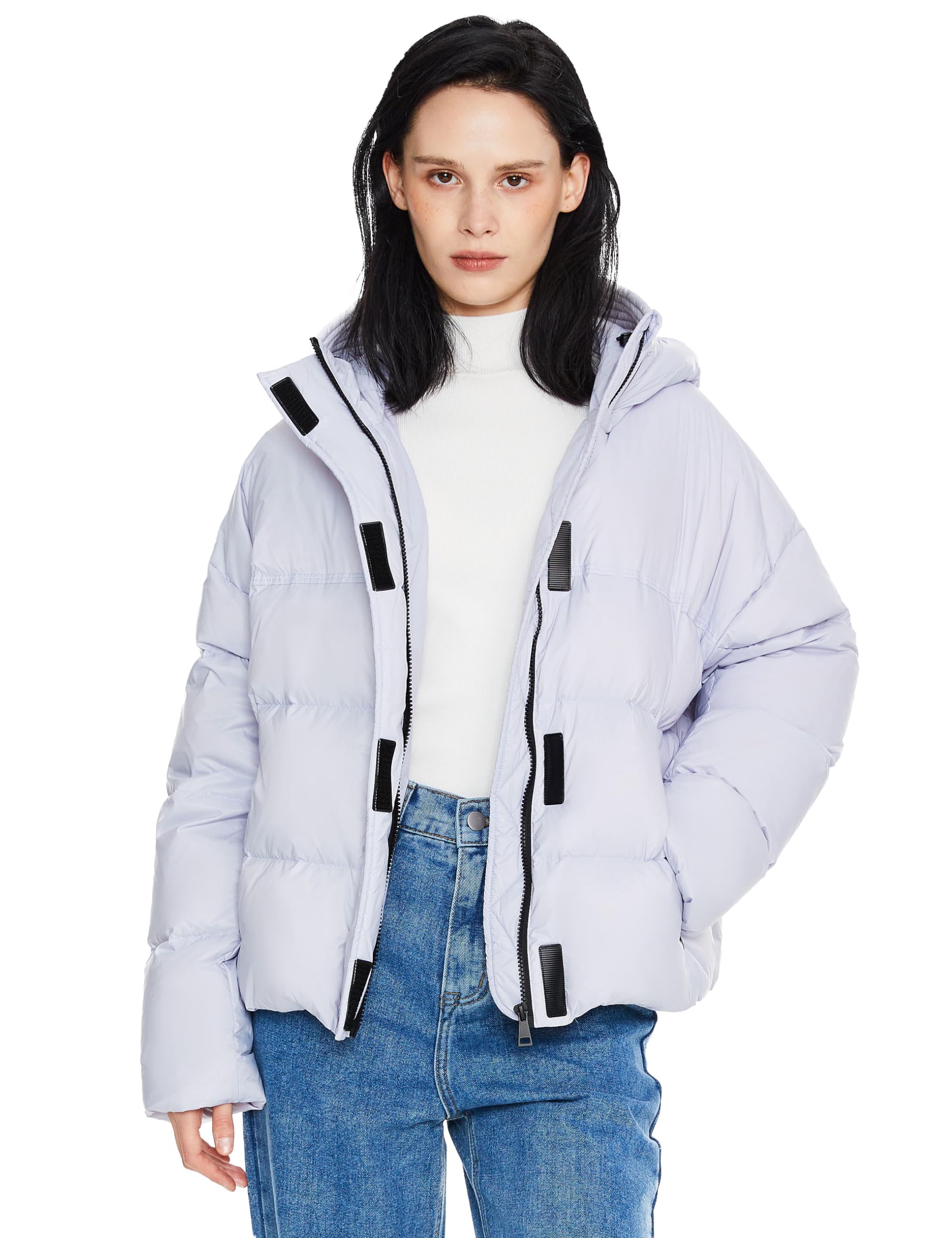 Orolay Women's Cropped Puffer Jacket Lightweight Winter Water-Resistant Down Coat with Hood