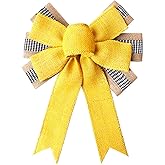 Spring Wreath Bow Large Spring Burlap Yellow Wreath Bow Decoration Wreath Ribbon Bows Tree Topper Bows Decorative Bows Decorations Ornaments for Party Home Decor