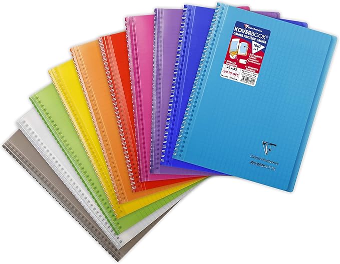 Cahier Plastique Spirale Page De Garde Transparente Clairefontaine 386401C - Un cahier à spirale Koverbook 160 pages 24x32