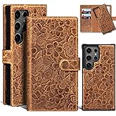 Thryxop Genuine Leather Magnetic Detachable Wallet Case for Samsung Galaxy S24 Ultra - 2-in-1 Flip Folio Cover with Card Slots & RFID Blocking | Shockproof Protection (Brown)