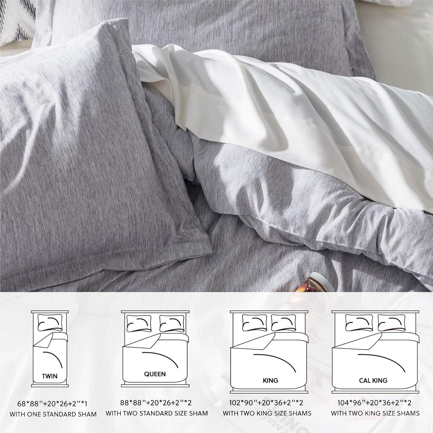 Bedsure Queen Comforter Set, Bed Comforter Queen Set, Grey Comforter Queen Set, Cationic Dyeing Queen Comforter with Pillow Shams(Queen/Full, 88x88 inches, 3 Pieces): Home & Kitchen