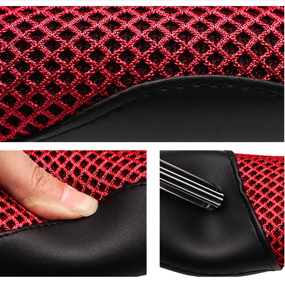 FREESOO Steering Wheel Cover Car, Universal 38CM PU Leather steering wheel cover, steering wheel protector cover, universal 38CM soft steering wheel cover protection anti slip Black Red 1601