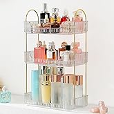 Aveniee Bathroom Counter Organizer, 3 Tier Perfume Skin Care Countertop Storage Shelf, Vanity Makeup Tray for Cosmetic Skincare Lotion,Clear