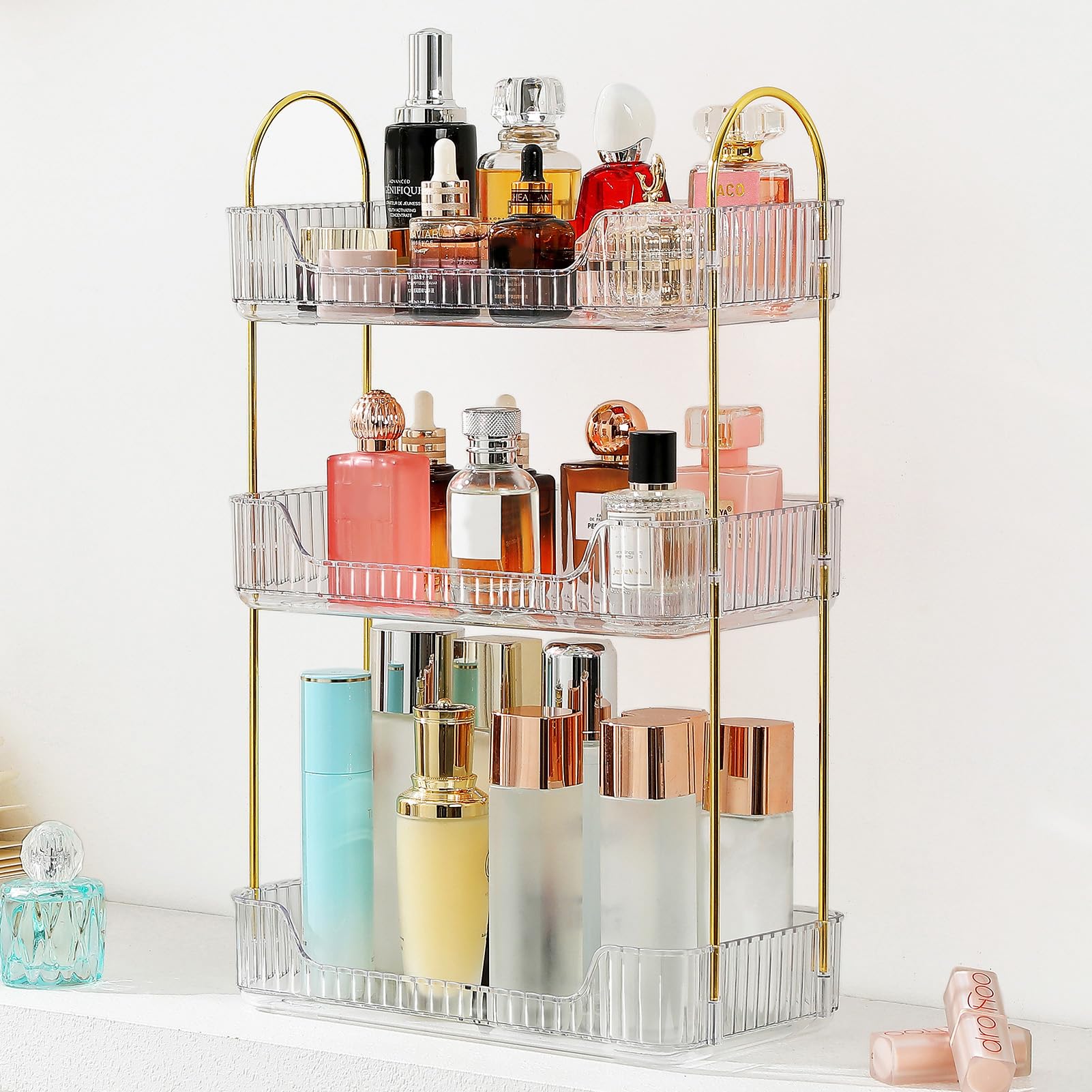 Photo 1 of Aveniee Bathroom Counter Organizer, 3 Tier Perfume Skin Care Countertop Storage Shelf, Vanity Makeup Tray for Cosmetic Skincare Lotion,Clear