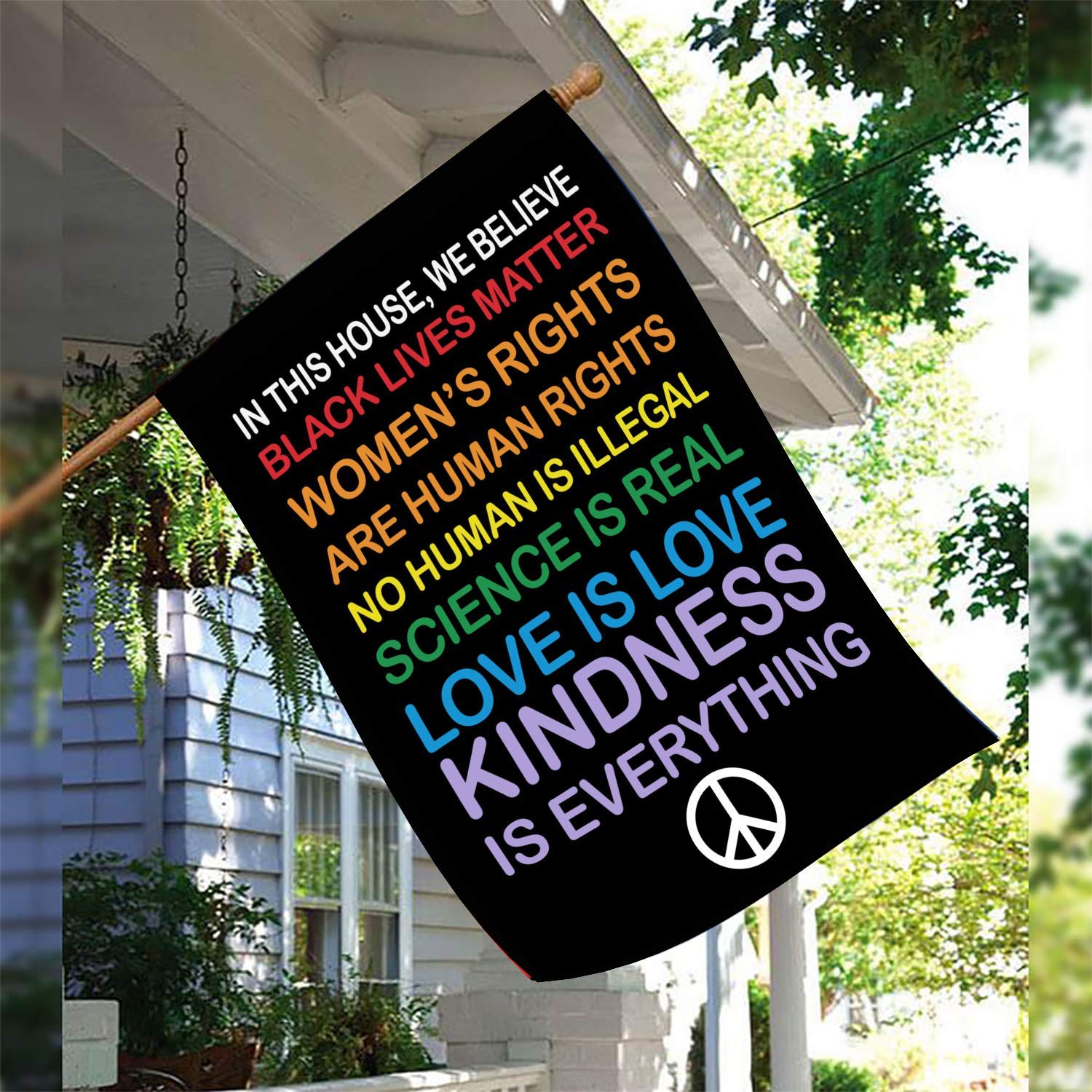 In This House, We Believe Double sided 12"x18" & 30"x40"Garden Flag, Black Lives Matter - Love is Love - Lgbtq - Kindness - Equality - Home Decor (30x40)
