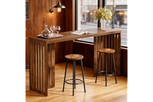 LITTLE TREE 63-Inch Bar Table, Counter Height Pub Table, Rectangular High Top Kitchen & Dining Counter Tables with Louvered B