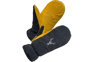 SKYDEER Winter Mittens with Soft Deerskin Suede Leather & Thermal Polar Fleece & Warm C100G 3M Thinsulate Insulation SD5171M