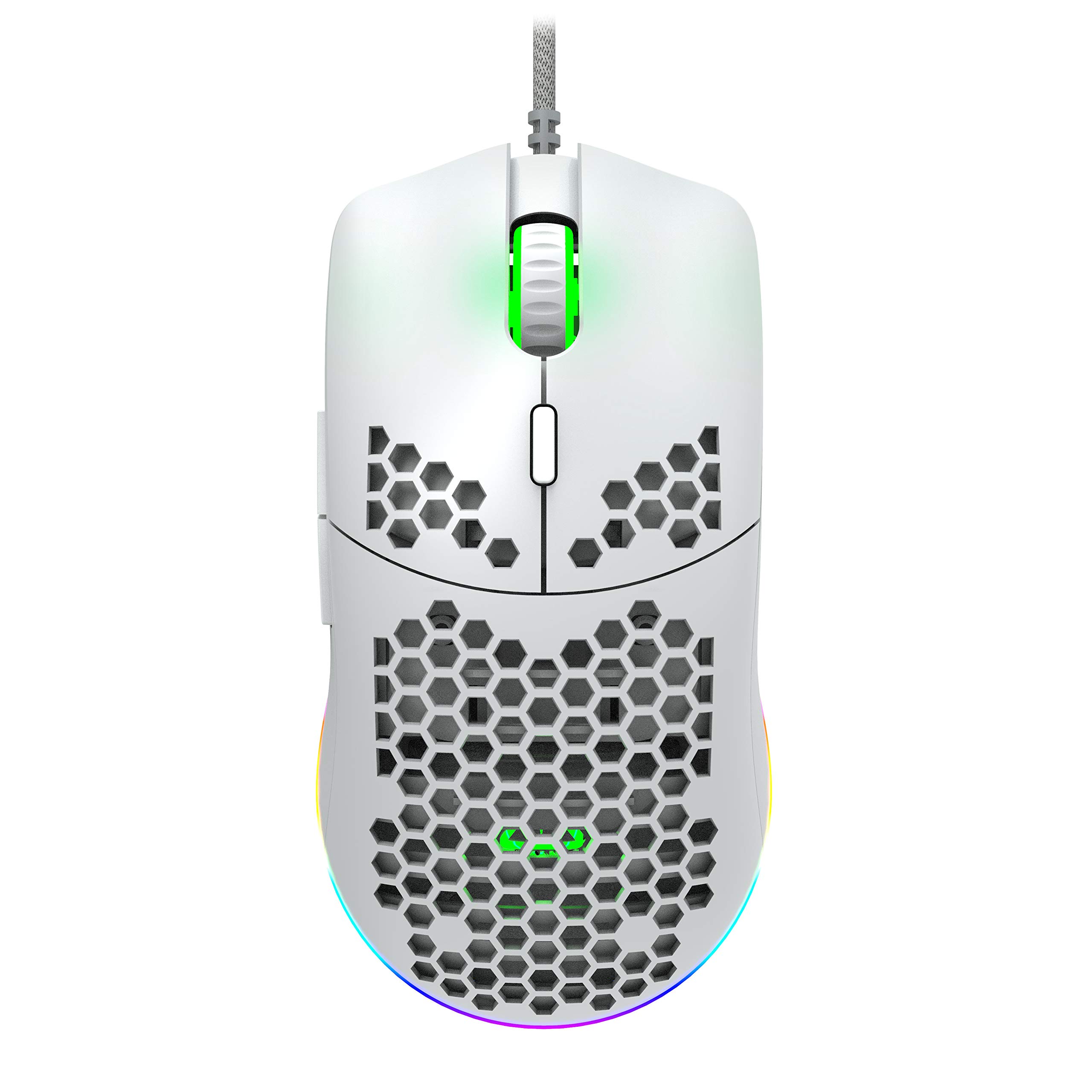 CANYON Puncher Wired Gaming Mouse with 7 Programmable Buttons - Lightweight with Pixart Optical Sensor - Adjustable DPI up to 4200-1.65m Ultraweave Cable - White