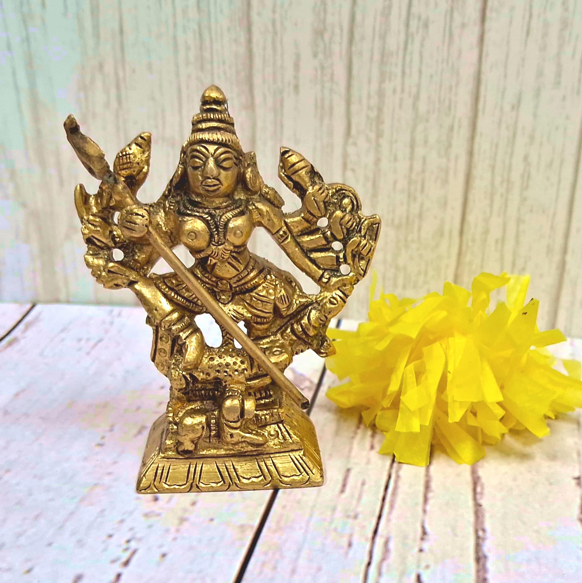 Purpledip Brass Statue Durga Ma: Kali, Parvati, or Adishakti (11586)