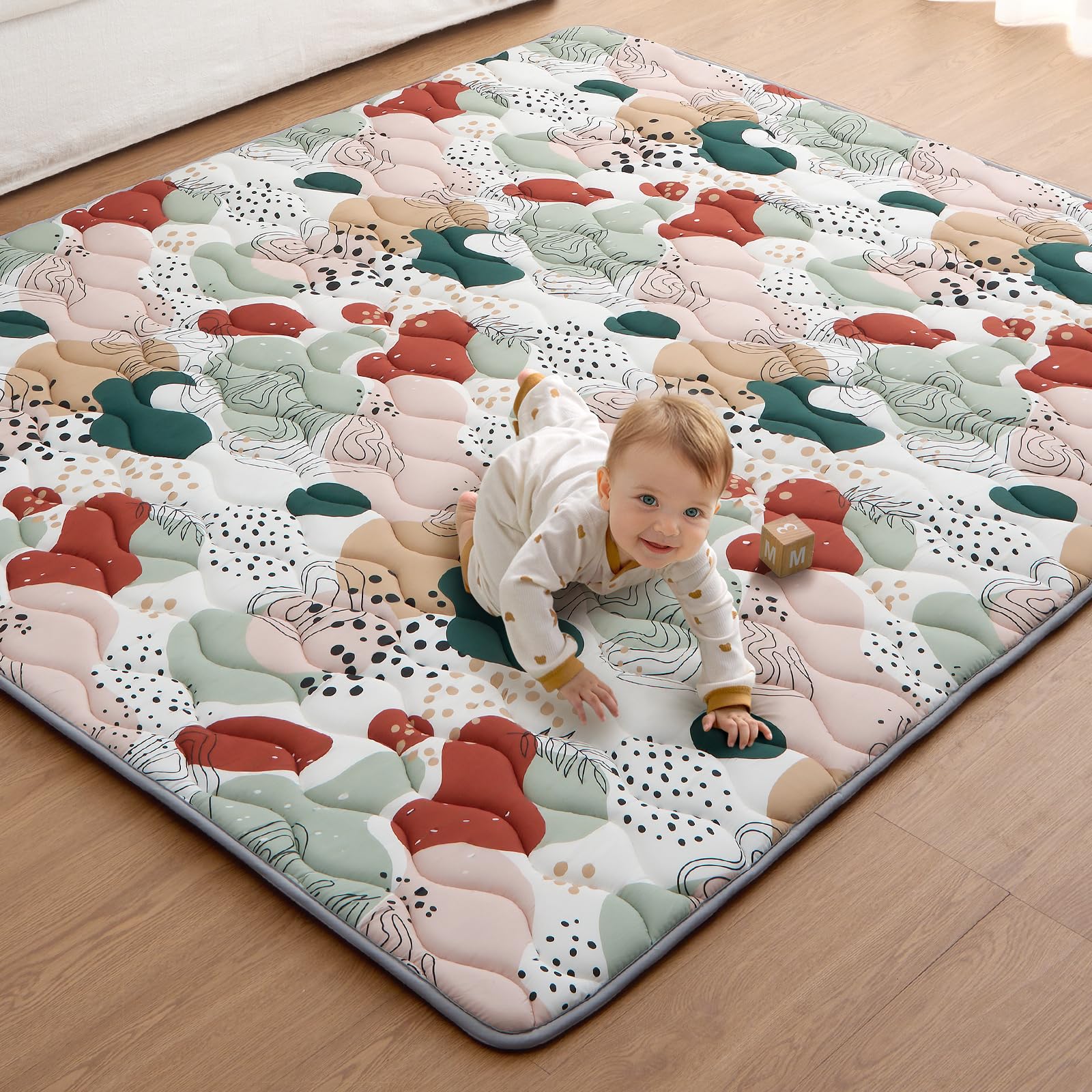 Photo 1 of Blissful Diary Baby Play Mats for Floor, 71x59 Inch Thicker Foam Playmats for Babies and Toddlers, Soft Cushioning Baby Crawling Mat, Modern Abstract