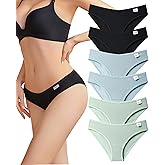 Cotton Underwear for Women Cute Low Rise Ribbed Bikini Breathable Sexy Hipster Womens Cheeky 6 Pack