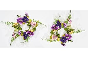Worth Imports 11" Pansy Candle Ring, Purple,Pink,White,Green,Yellow 2 Count (Pack of 1)