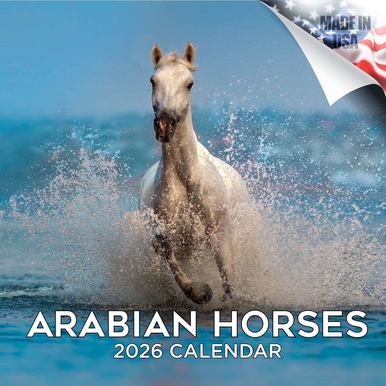 2026 Arabian Horses Calendar - Equestrian Monthly Wall Calendar, 16 Month 12x24 Wildlife Planner, Thick No-Bleed Paper, Large Grid, Giftable Animal Calendar for Teachers, Home, Office, Made in USA