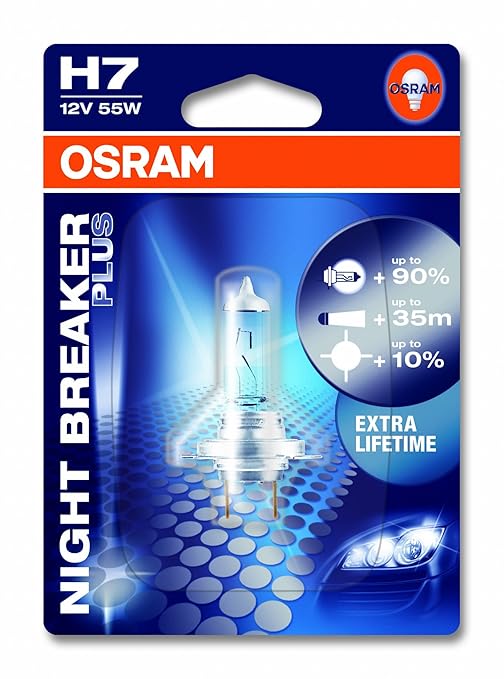 Osram 64210NBPBLI1 Lampe 'Night Breaker Plus', H7, 12V/55W, PX26d, 1 Stück im Blister - Auslauf Model