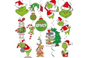 HIGZYOVN Christmas Party Decorations Green Monster Hanging Swirls Whoville Christmas Decorations Merry Christmas Decorations Christmas Party Supplies Friendsmas Party Decorations