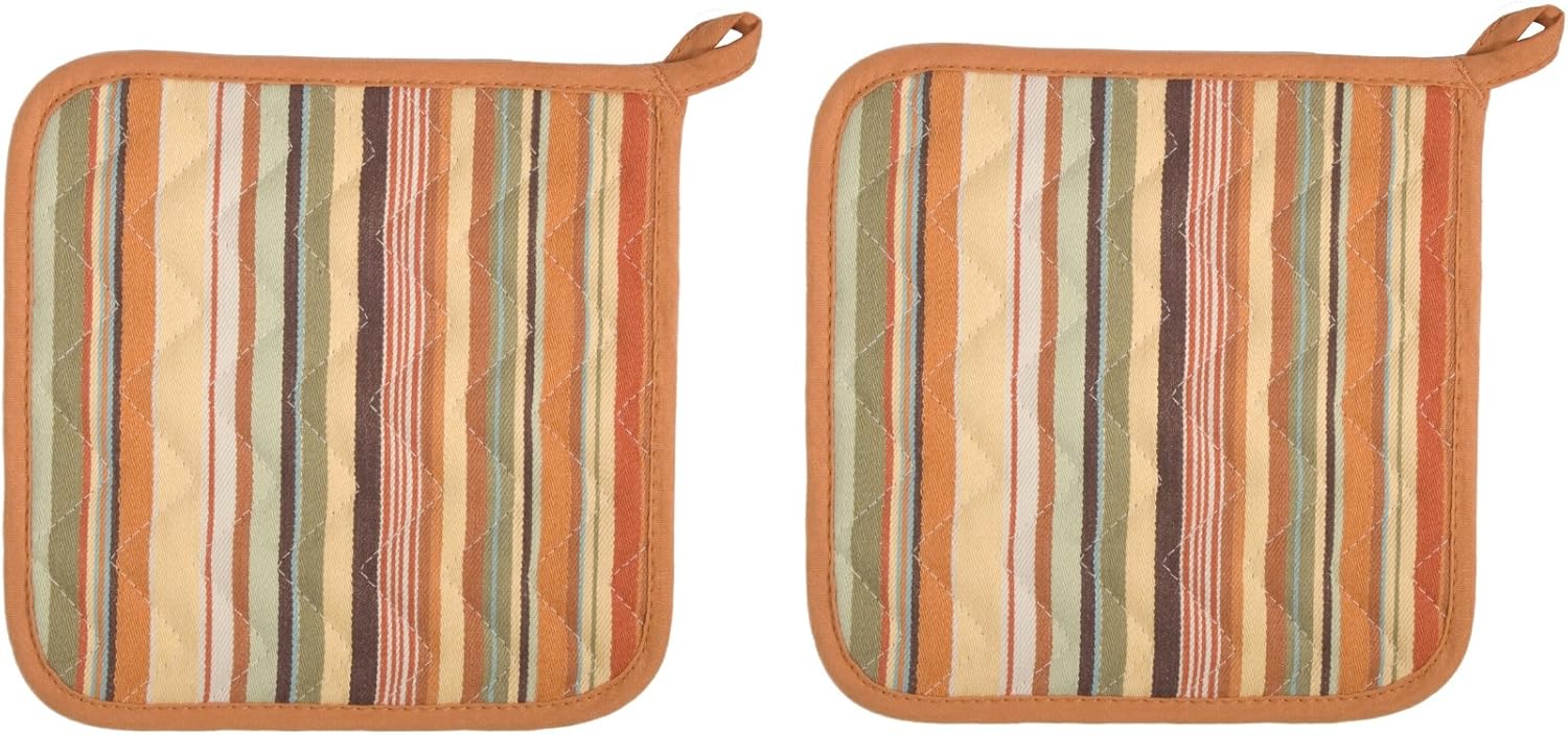 Now Designs Basic Potholders, Essex Stripe Jaffa, Set of 2: Home & Kitchen