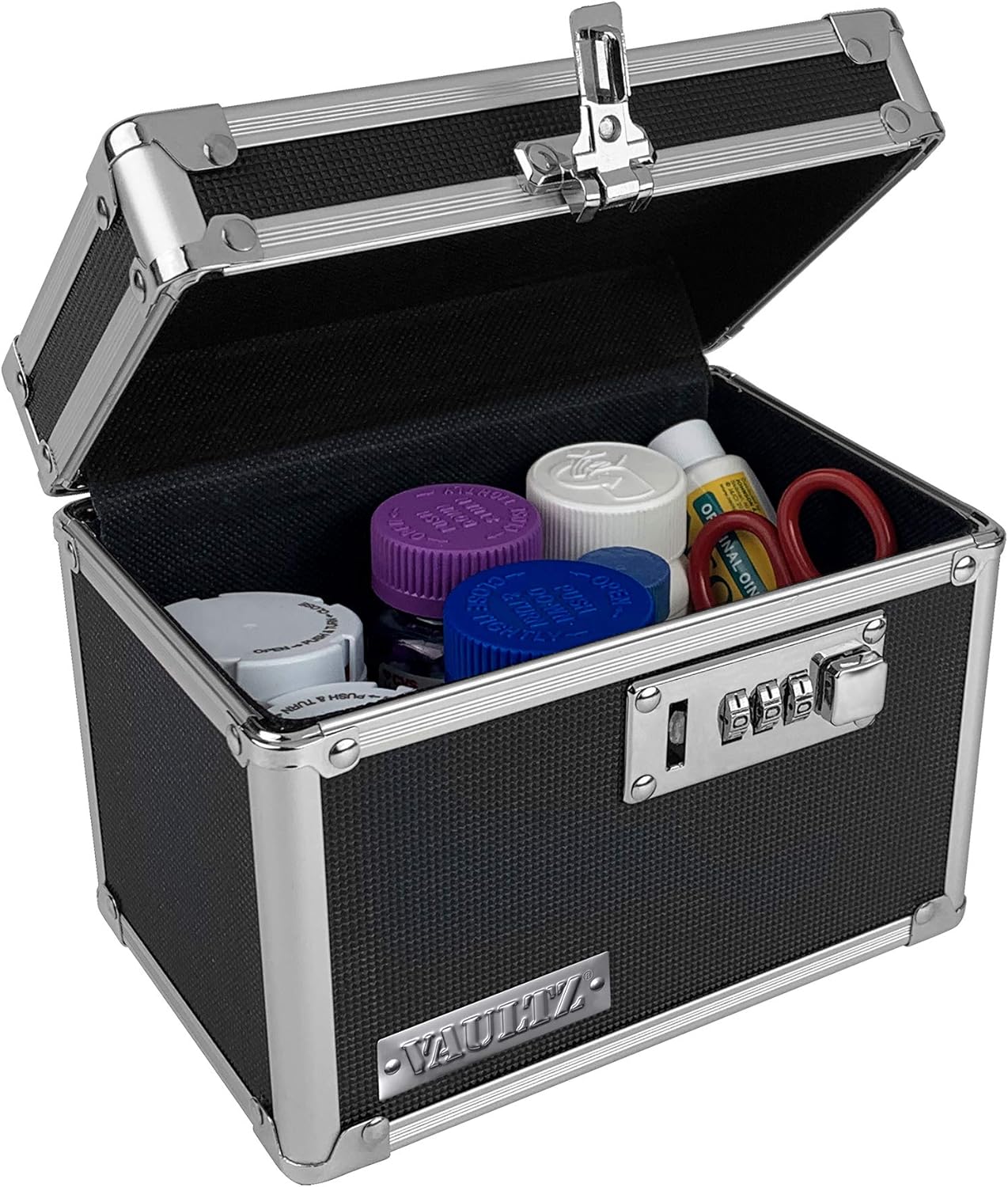 Vaultz Locking Medicine Box with Combination Lock, 7 x 5 x 5.25 Inches, Black (VZ00266) : Office Products