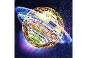 TOMZON Galazy Ball Flying Orb Ball for Boys Girls, Hover Ball Boomerang Fidget Spinner, Drone for Kids with Colorful Light Flying Spinner, A32 Yellow