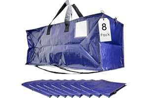Innovative Haus 8-Pack X Large Heavy Duty Blue Moving Bag with Zipper – Durable & Water-Resistant. Alternative to Moving Boxes and Supplies, Blue Moving Bags with Handles, Packing and Moving Supplies