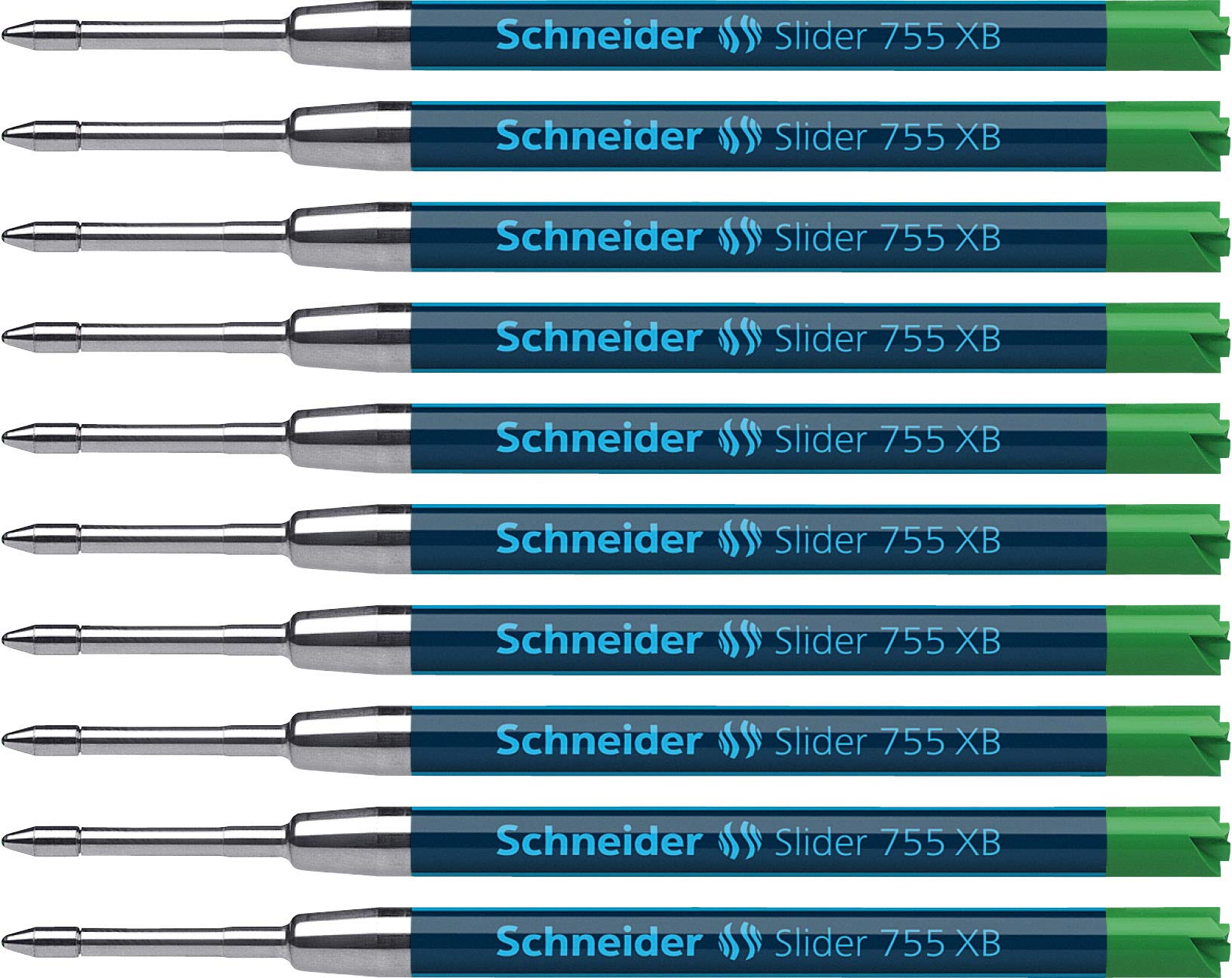 Schneider 175504 Ballpoint Pen Refill Slider 755 Permanent XB Pack of 10 Green