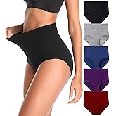 QOVOQ Women's High Waist Cotton Underwear Stretch Briefs Soft Comfy Ladies Panties MultiPack