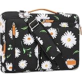 MOSISO 360 Protective Laptop Shoulder Bag,15-15.6 inch Side Open Messenger Computer Bag with 4 Zipper Pockets Compatible with MacBook Pro 16, HP, Dell, Lenovo, Asus Notebook, Bellis Perennis