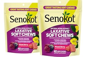Senokot Laxative Soft Chews, Overnight Constipation Relief with Senna Extract, 42 Mixed Berry Chews (Pack of 2)