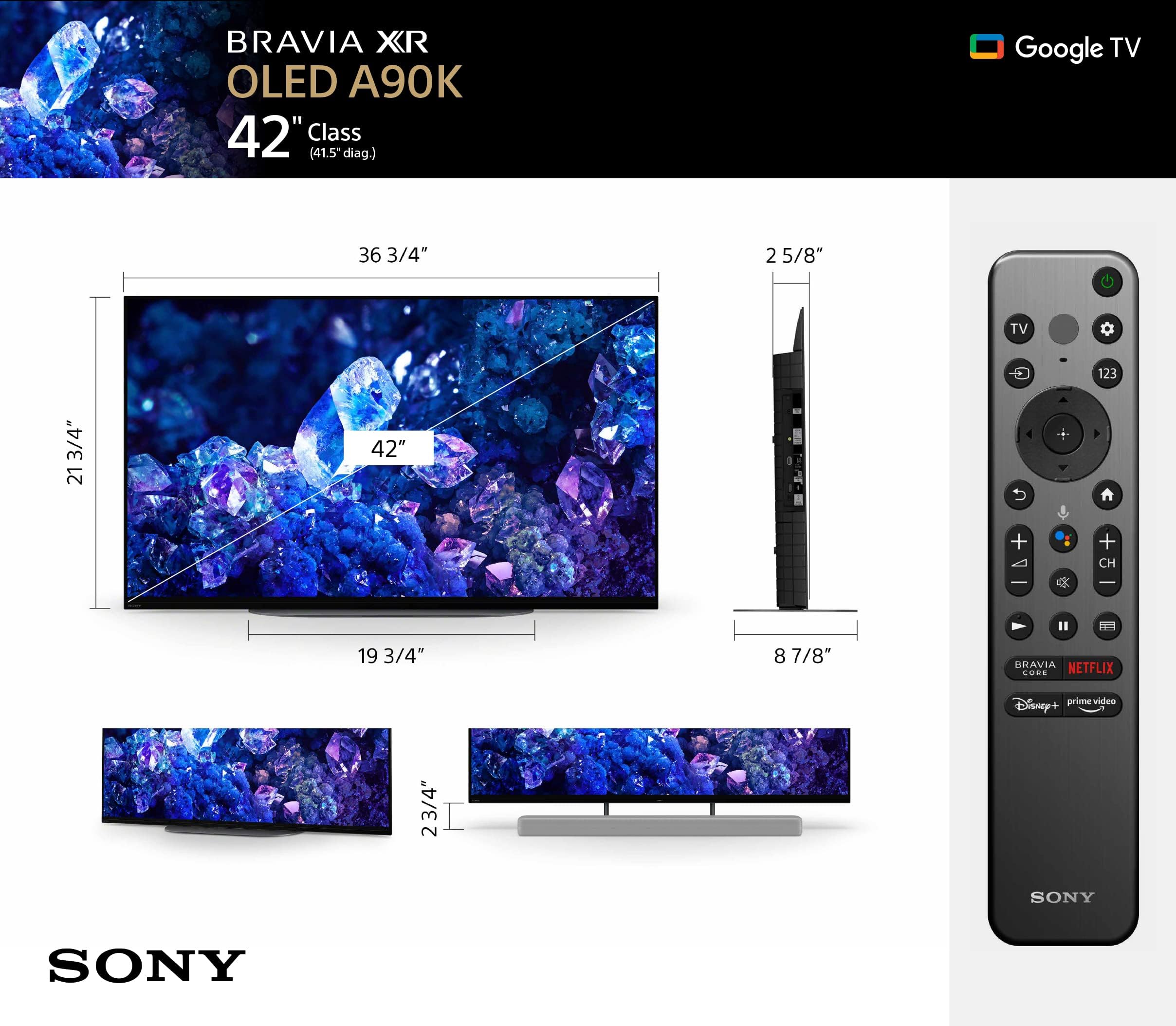 Sony XR42A90K 42 Inch 4K Bravia XR OLED High Definition Resolution Smart TV with 2 Year Amber Protection Plan (2022)