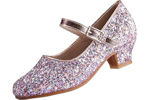 EIGHT KM Toddler Shoes - High Heels Kid Shoes - Multi Sizes & Colors for Ages 3-13 Years - Mary Jane Shoes for Girls Wide Fit Little Girl Dress Shoes - Party Wedding Shoes - Princess Baby Girl Shoes