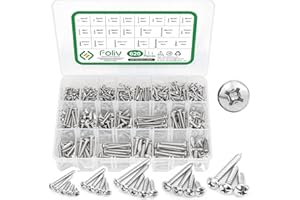 FOLIV 620pcs Stainless Steel Pan Head Philips Wood Screws, 4#6#8#10#12 Self Tapping Screw Assortment kit