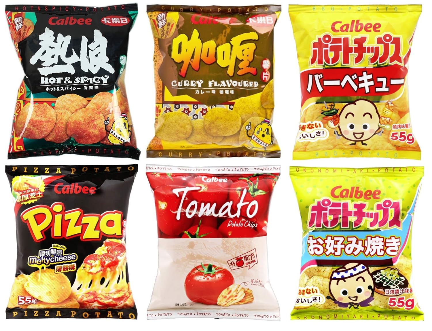 CALBEE Potato Chips 55g x 6 Flavoured