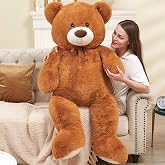 Toys Studio 51 inch Soft Stuffed Brown Teddy Bear Plush Grizzly Bear Stuffed Animal Hugging Toy for Girls Kids Birthday Gift Christmas Valentine's Day Mother's Day Baby Shower Party Decor