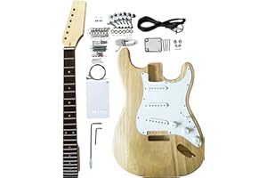 AYUBOUSA DIY Electric Guitar Kits Strat Style Beginner Kits 6 String Right Handed with Paulownia Wood Body Maple Neck Rosewood Fingerboard Chrome Hardware Build Your Own Guitar.