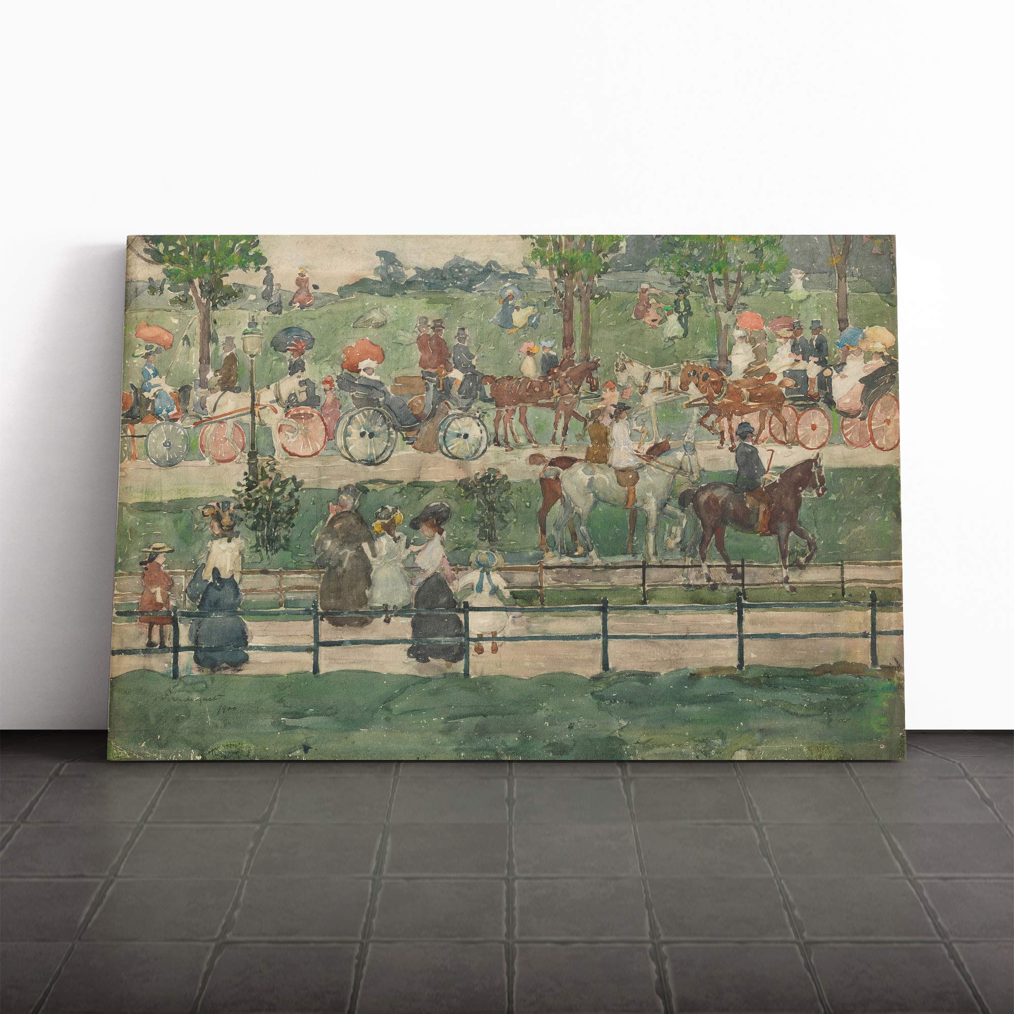 Maurice Pendergrast Central Park Canvas Print | Gallery Wrapped 30mm Frame Wall Art | 20x14 inches | Ready to Hang | Modern Landscape Picture | Living Room Bedroom Lounge Office