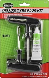 Slime 2040-5 Deluxe Tire Plug Kit 11 Pieces Contains Strings Tools Glue