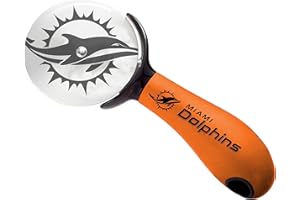SPORTSVAULT Sports Vault NFL Miami Dolphins Pizza Cutter Team Color, 7.9” x 3.1”