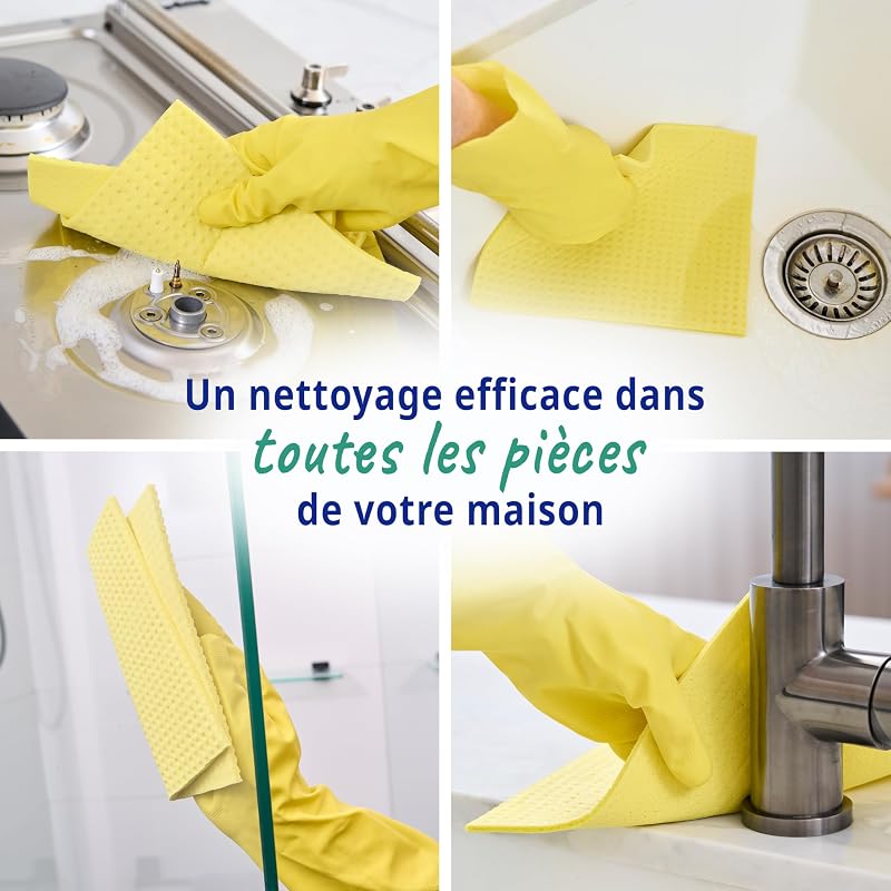 Carréponges The Essentials | Éponges Vaisselle Plates pour Nettoyage Cuisine et Salle de Bain | Lot de 48 (12 x 4)