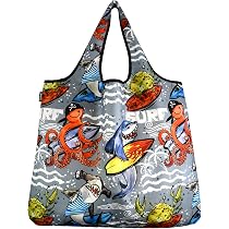 YaYbag JUMBO Reusable Shopping Bag - Heavy Duty Polyester, Holds 55 Lbs, 20"x28", Foldable, Victoria Pattern