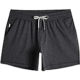 maamgic Mens Workout Shorts 5" Short Shorts Soft Stretch Running Gym Athletic Shorts with Zip Pockets