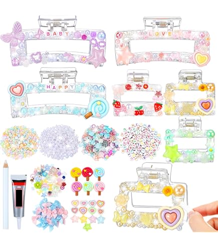 Amazon.com : Kathfly 8 Sets DIY Hair Claw Clips Kit Acrylic  display picture 1
