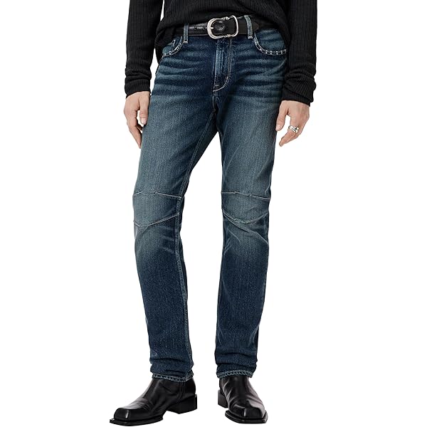 John Varvatos Men's J702 Slim Fit Denim, Rust Blue Steel at Amazon
