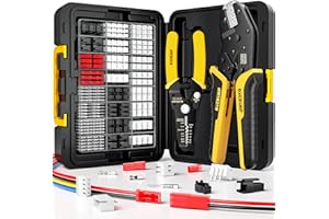DxCRIMP Crimp Tool Connector Kit, with 24 Types JST-SYP + JST-SM + JST-XH 2.5mm Connectors Set, Ratcheting Wire Crimper, Crimping Pliers 32-20 AWG for Dupont, JST-SM, KF2510, AMP EI-Serie, Molex
