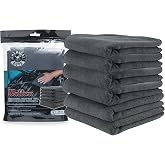 Chemical Guys MIC35306 Workhorse Professional Grade Microfiber Towel, Black (16 in. x 16 in.) (Pack of 6)