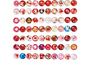 BEEFLYING 70pcs Heart Cabochons Flatback Glass Mosaic Cabochons Dome Cabochons for Jewelry Making