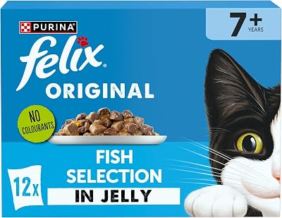 FELIX Original Senior 7+ Fish Selection in Jelly Wet Cat Food 12x85g Pack of 4