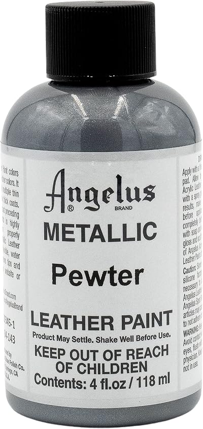 Angelus Leather Paint Pewter 4 Ounce Jar 732-04-143