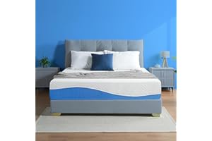 Olee Sleep King Mattress, 10 Inch Gel Memory Foam Mattress, Gel Infused for Comfort and Pressure Relief, CertiPUR-US Certified, Bed-in-a-Box, Medium Firm, Blue, King Size