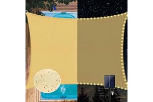 MeetYr Life LED Shade Sail Waterproof 10x13FT Built-in LED, Integrated Sunshade Sail 8 Flashing Modes 98% UV Protection, Suitable for Yard Patio Garden Parking Lot